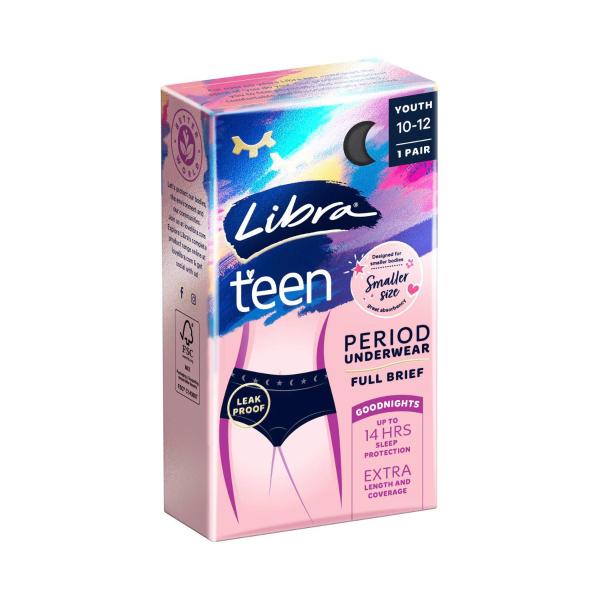 Teen Period Underwear Black Full Size 10-12