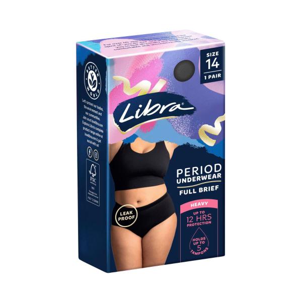 Period Underwear Full Brief Black Size L