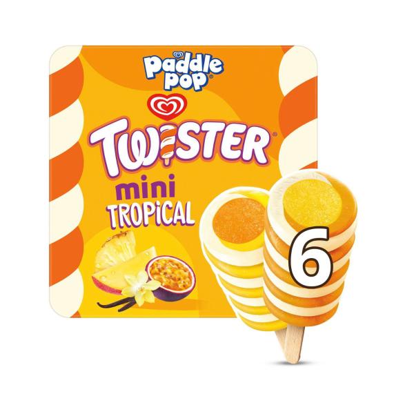 Paddle Pop Twister Mini Tropical Ice Block Sticks 6 Pack
