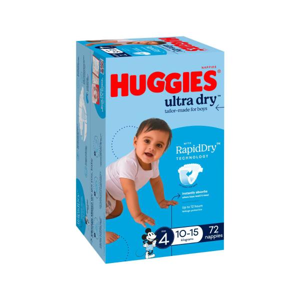 Ultra Dry Nappies Boys Size 4 (10-15kg)