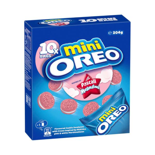 Oreo Mini Sandwich Biscuits Inspired By Pascall Marshmallows 10 Pack | 204g – Coles