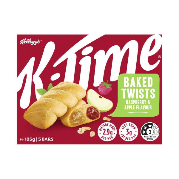 Kellogg's K-Time Baked Twists Raspberry & Apple Flavour Filled Snack Bars 5 pack 185g