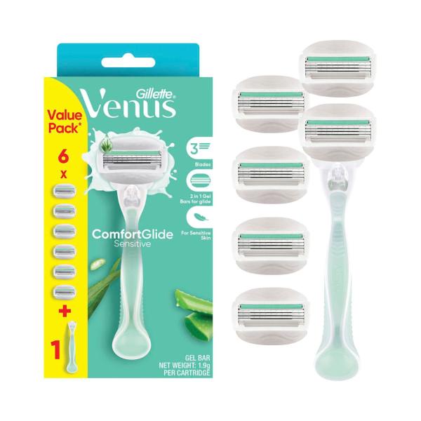 Venus Comfort Glide Sensitive Razor Kit With 6 Blades