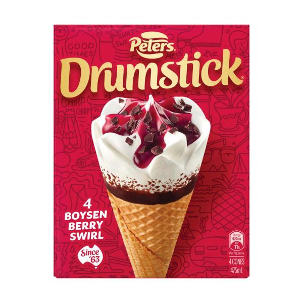 Drumstick Boysenberry Swirl Cones 4 Pack