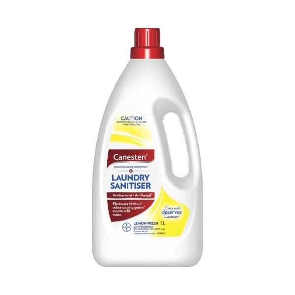 Canesten Antibacterial And Antifungal Hygiene Laundry Rinse Sanitiser Lemon Scented 1L