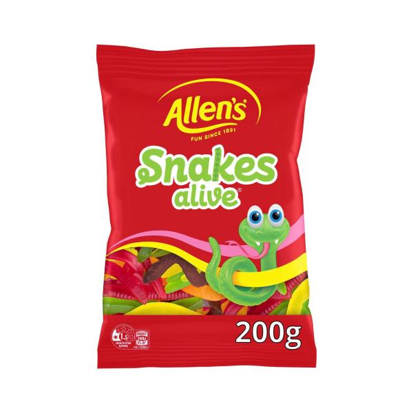 Allen's Lollies Snakes Alive Lolly Bag 200g product image