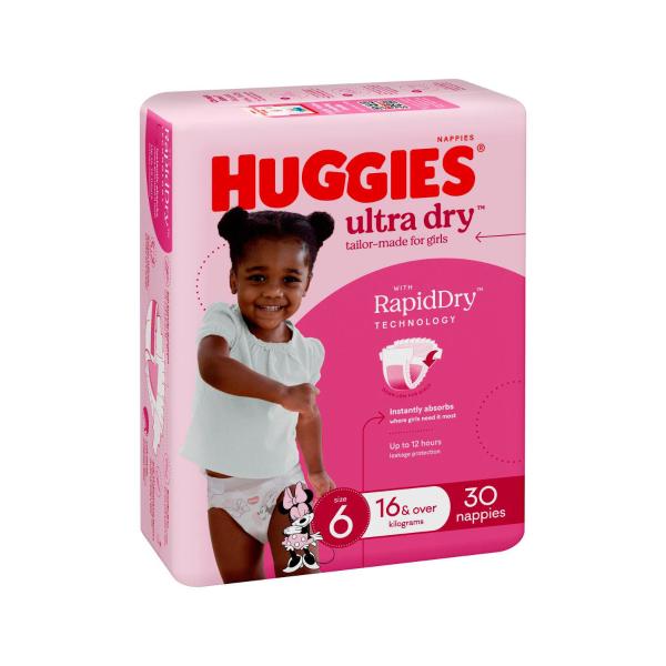 Ultra Dry Nappies Girls Size 6 (16kg+)