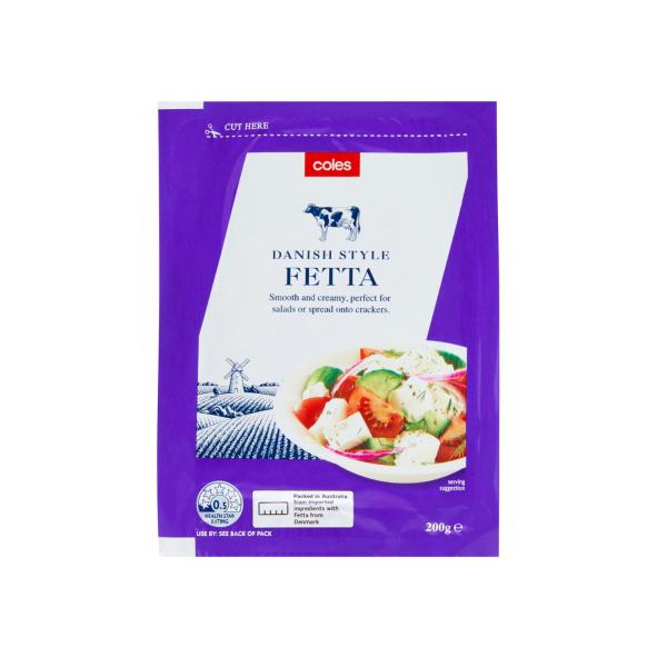 Coles Dairy Cheese Fetta Danish Style 200g