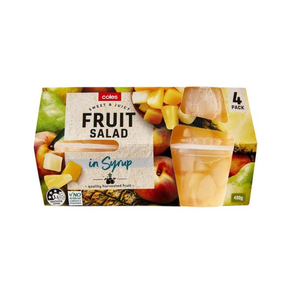 Coles Fruit Salad In Syrup 4 Pack 480g product image