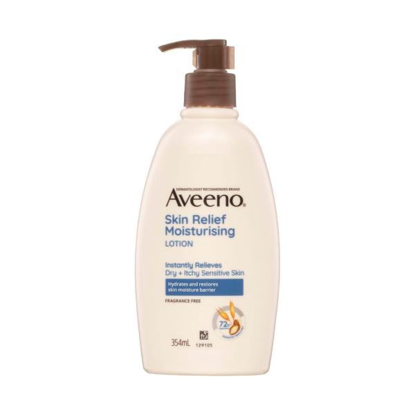 Aveeno Skin Relief Fragrance Free Body Lotion Shea Butter 72-hour Intense Hydration Soothe Dry Itchy Sensitive Skin 354mL product image