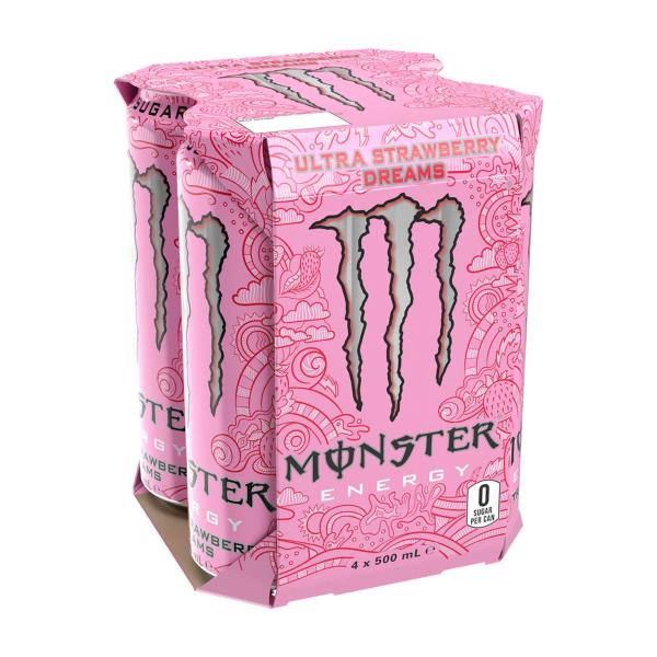 Monster Energy Strawberry Cans 4x500ml 2L